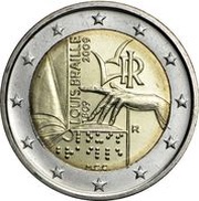 2 Euros Louis Braille obverse image
