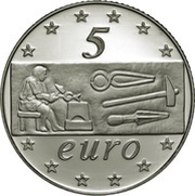 5 Euros Work in Europe reverse image