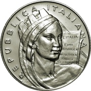 5 Euros Constitution of Italian Republic obverse image