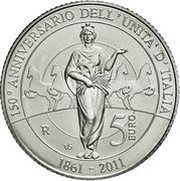 5 Euros Unification of Italy reverse image