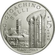 5 Euros Giuseppe Gioachino Belli reverse image