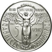 5 Euros Gabriele D’Annunzio, Italy, 2013 reverse image