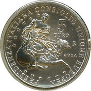 5 Euros Italian presidency of the Council of the European Union, Italy, 2014 reverse image
