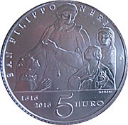 5 Euros Saint Filippo Neri, Italy, 2015 reverse image