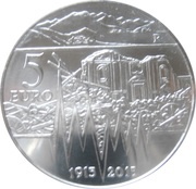 5 Euros Earthquake of Avezzano, Italy, 2015 reverse image