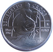 5 Euros Benedetto Croce reverse image