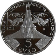 5 Euros Villa Cicogna Mozzoni, Bisuschio, Italy, 2016 reverse image