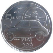 5 Euros Fiat 500, Italy, 2017 reverse image