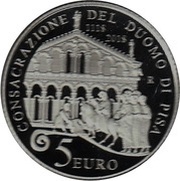 5 Euros 900th Anniversary of the Pisa Cathedral consecration, Italy, 2018 reverse image