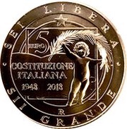 5 Euros Constitution, Italy, 2018 reverse image