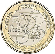 5 Euros Fausto Coppi reverse image