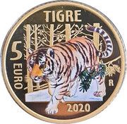 5 Euros Tiger reverse image