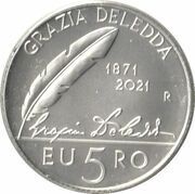 5 Euros Grazia Deledda, Italy, 2021 reverse image