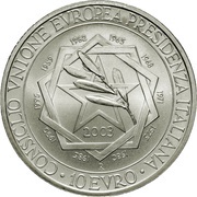 10 Euros Presidency of European Union Council, Italy, 2003 reverse image