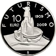 10 Euros Futurist movement, Italy, 2009 reverse image