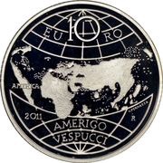 10 Euros Amerigo Vespucci, Italy, 2011 reverse image
