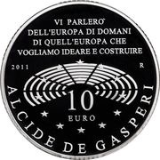 10 Euros Alcide De Gasperi, Italy, 2011 reverse image