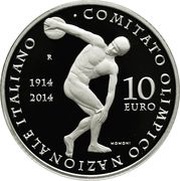 10 Euros Italian Olympic Comittee, Italy, 2014 reverse image