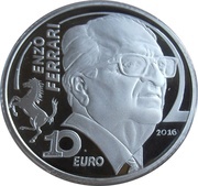 10 Euros Enzo Ferrari reverse image