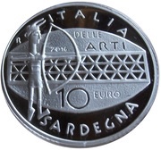 10 Euros Italy of Arts - Sardinia, Italy, 2016 reverse image