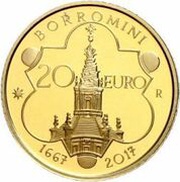 20 Euros Francesco Borromini, Italy, 2017 reverse image