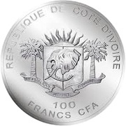 100 Francs CFA Rhino obverse image