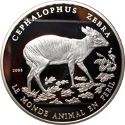 1000 Francs CFA Cephalophus Zebra, Ivory Coast, 2008 reverse image