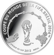 1000 Francs CFA FIFA World Cup 2014, Ivory Coast, 2012 reverse image