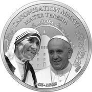 1000 Francs CFA Canonisation of Mother Teresa, Ivory Coast, 2016 reverse image
