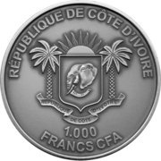 1000 Francs CFA Elephant obverse image