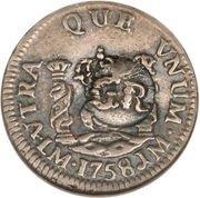 5 Pence - George II FRD VI D G HISP ET IND R; Lima mint; countermarked reverse image