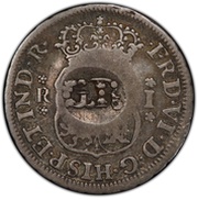 10 Pence - George II Countermarked 1 real of Ferdinand VI obverse image