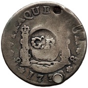 1 Shilling 8 Pence - George II PHILIP V D G HISPAN ET IND REX; Mexico City mint; countermarked reverse image