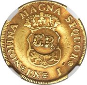 1 Pound 5 Shillings - George II Popayan mint; countermarked reverse image