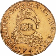 5 Pounds - George II PHILIP V D G HISPAN ET IND REX; countermarked obverse image