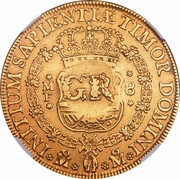 5 Pounds - George II PHILIP V D G HISPAN ET IND REX; countermarked reverse image