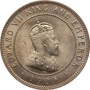 ½ Penny - Edward VII Arms with vertical shading obverse image