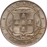 ½ Penny - Edward VII Arms with vertical shading reverse image