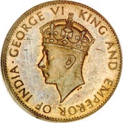 ½ Penny - George VI With "King and Emperor"; Small Head obverse image
