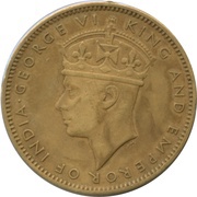 ½ Penny - George VI With "King and Emperor"; Large Head obverse image