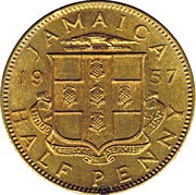 ½ Penny - Elizabeth II Arms without supporters reverse image