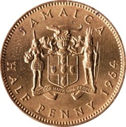 ½ Penny - Elizabeth II Arms with supporters reverse image