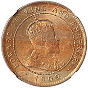 1 Penny - Edward VII Arms with vertical shading obverse image