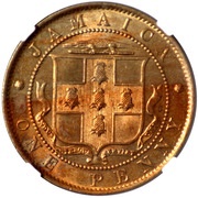 1 Penny - Edward VII Arms with vertical shading reverse image