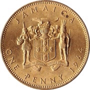 1 Penny - Elizabeth II Arms with supporters reverse image