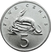 5 Cents Wide legend; magnetic reverse image