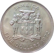 5 Dollars Norman W. Manley; silver; large type obverse image