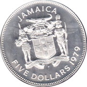 5 Dollars Norman W. Manley; copper-nickel; large type obverse image