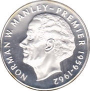 5 Dollars Norman W. Manley; copper-nickel; large type, Jamaica, 1974-1979 reverse image