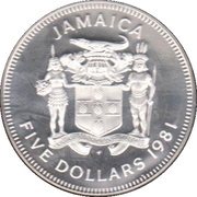 5 Dollars Norman W. Manley; copper-nickel; small type obverse image